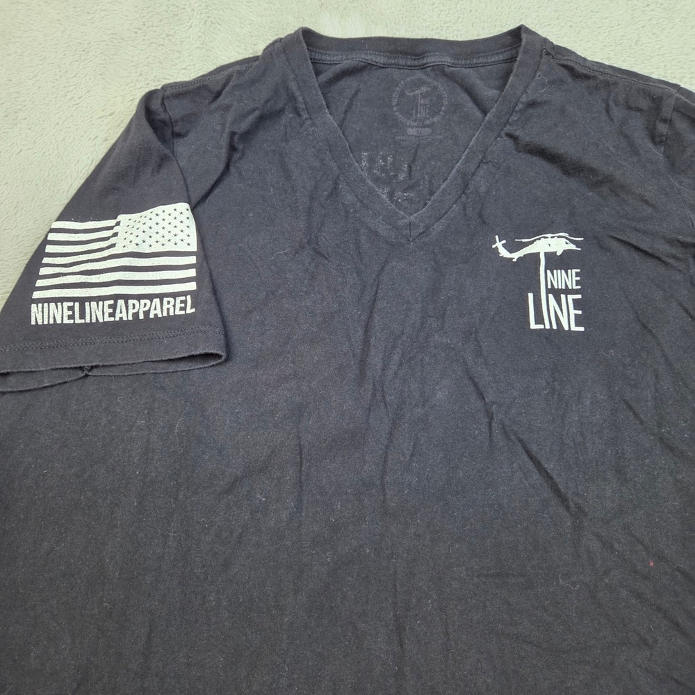 Nine Line Apparel V-Neck Graphic Tee Mens XL Remember The Fallen Patriotic Black